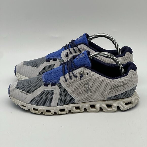 On Cloud 5 Push White Lavender Chambray Mesh Running Shoes Women's Size 9.5 FLAW - Picture 4 of 10